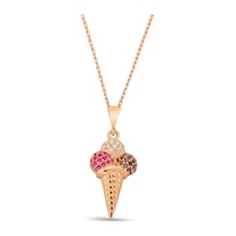 925 Ayar Gümüş Dondurma Kolye - N167101 Rose Gold
