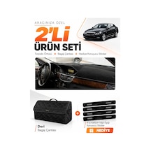 E-biz Mercedes W212 2010-2013 Uyumlu Torpido Örtüsü + Deri Bagaj Çantası Seti - Siyah - Mb014