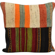 Zehra Abla Halı Yeni El Dokuma Patchwork Kırkyama Dekoratif Kilim Kırlent Yastık Kılıfı 6093