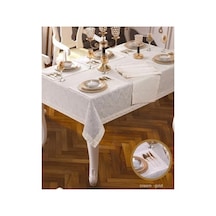 Zara Linen Yemek Takımı Masa Seti 12 Kişilik 26 Parça 160 220 Cm Runner Set Krem Bzckh56 Çok Renkli