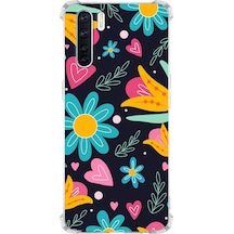 Oppo A91 Uyumlu Retro Color 1 Baskılı Şeffaf Köşe Korumalı Antişok Kılıf