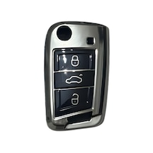Autohan Keys Vw Golf 7, Golf 7.5, Tiguan, Polo Uyumlu Lüks Nano Anahtar Koruma Kılıfı, Gümüş Renk