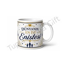Enişteme Hediye Kişiye Özel Baskılı Kupa Bardak Enişte Hediyesi Mug Beyaz / Çok Renkli