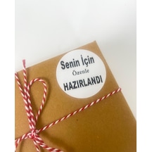 Senin İçin Özenle Hazırlandı Siyah Yazılı 5 cm Yuvarlak Etiket 100 Adet