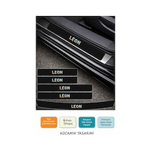 Seat Leon Kapı Eşiği Koruyucu Seti Karbon Folyo Leon Uyumlu 5 Parça Renkli Baskı