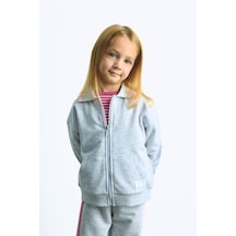 Defacto Gömlek Yaka Fermuarlı Basic Sweatshirt Hırka Kız Çocuk I0629a526augr421 Gri-gr421