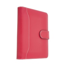 5164 Ajanda Tarihsiz Kareli 14x20 Cm. Ajanda/defter Hesap Makineli Suni Deri Organizer, Fuşya Çok Renkli