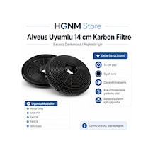 Alveus F17 F4 Ecr F6 Ecr Slim Gusto Uyumlu 14 Cm Siyah Davlumbaz Karbon Filtre Kb11