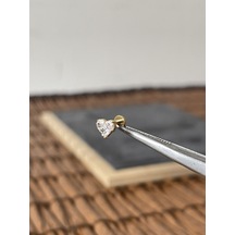 Yüksek Kalite G23 Titanium Kalp Zirkon Altın Titanyum 6 X 1.2 MM Labret Piercing Altın