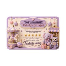 Oyuncak Mağazası Temalı Thank You Kartı Müşteri Yorum Kartı 8x5 Cm - Pembe - 149