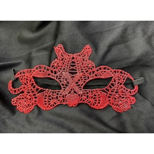 Kırmızı Dantel Masquerade Maskesi Çift Taraflı 10 No - Zmff-678418 18