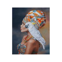 Afrikalı Güzel 12 Sayılarla Boyama Seti - Çerçeveli, 40x50cm