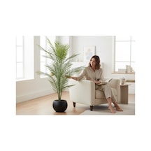 Yapay Areka Ağacı Palmiye Ağacı Salon Bitkisi Yapay Areka 130 Cm 20 Yaprak Antrasit Küre Saksı Yeşil