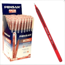 Tükenmez Kalem 10 Adet Kırmızı Renk 1.0 MM Büro Tipi Ballpoint Pen