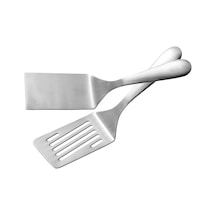 10 İnç Metal Spatula Seti Sus304 Paslanmaz Çelik Kızartma Spatulası Çentikli Hamburger Çevirici Düz Izgara Spatulası Pişirme İçin
