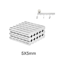 Mns Neodyum Mıknatıs Ø5x5 Mm - Yuvarlak Güçlü Mıknatıs 25 Adet