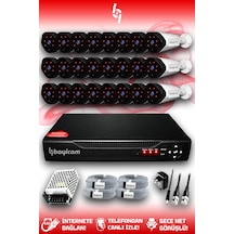 Bayicam 24 Kameralı Uzay 24 Dış Kamera Set HDD'siz Full HD Gece Görüşlü Güvenlik Kamerası Sistemi