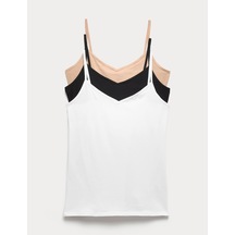 Marks & Spencer 3’lü Pamuk Karışımlı Askılı Atlet Seti T32004532X Bej