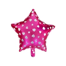 Pembe Puantiyeli Yıldız Folyo Balon - 18 Inç 45 Cm
