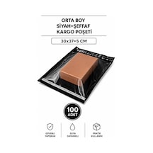 Orta Boy Siyah Şeffaf Kargo Poşeti 30x37+5 Cm 100 Adet