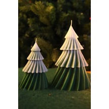 Yeni Yıl Süsleri, Beyaz-yeşil Çam Ağacı Kokulu Mum, Yılbaşı Dekoratif Mum Ve Noel Hediyesi 2li Set-9063837600882