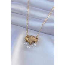 Ezoconcept 316l Çelik Gold Renk Lotus Model Zirkon Taşlı Kadın Kolye