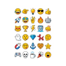 30 Adet Eğlenceli Vektörel Emoji Sticker Seti - Laptop Telefon Defter İçin Çok Renkli