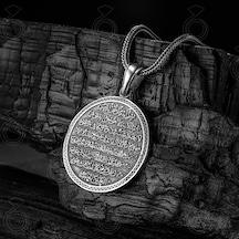 925 Ayar Gümüş Ayetel Kürsi Yazılı Erkek Kolye Gümüş