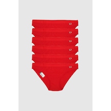 Tutku 12 'li Tutku Yazılı Bayan Bikini Külot Kırmızı 001