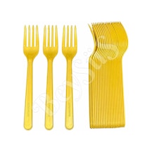 Parti Çatalı Lüks Plastik Gold 24 Adet