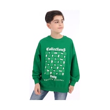 Toontoy Kids Toontoy Erkek Çocuk Baskılı Sweatshirt Çimen Yeşili
