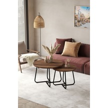 Üsküp Orta Sehpa Takımı Siyah Metal - Barok Tabla