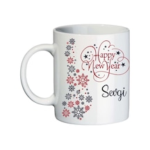 Isimli Happy New Year Hediyelik Yılbaşı Kupa Bardak