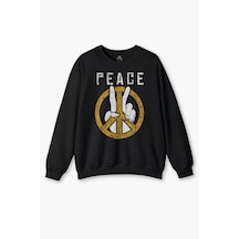 Peace Freedom Özgürlük Yazı Baskılı Siyah Unisex Sweat Baskılı Sweatshirt Siyah Peace Freedom Özgürlük Yazı Baskılı Siyah Unisex Sweat Baskılı Sweatshirt Siyah