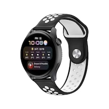 Watch 22mm Spor Delikli Kordon - Siyah-beyaz Bz8683140521905