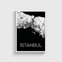 İstanbul Şehir Haritası Tablo Çerçeveli Poster Duvar Dekorasyonu Beyaz Çerçeveli Tablo Beyaz Çerçeveli Tablo Dn11d169beyaz