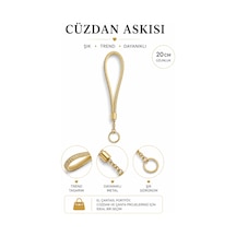 Vollen Yarn Cüzdan Askısı 20 Cm El Askılığı Bilek Askısı Metal Halkalı Cüzdan Ve Çanta Aksesuarı Altın