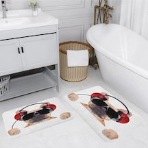 Eliana Home Dijital Baskılı 2'li Banyo Paspas Takımı Lna5126 Beyaz