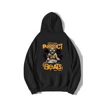 Brz Collection Unisex Oversize Purrfect Beats Hoodie Siyah