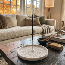 Modern Mandala Tasarımlı Dekoratif Tütsülük - Şık Ev Aksesuarı - Beyaz