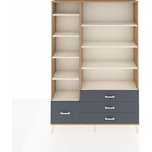 Arges Dolap 9 Raflı 4 Çekmeceli 132x30x195 Çam-aytaşı/antrasit Çam