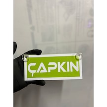 Yeşil Renk Üzeri Beyaz Renk Çapkın Yazılı Vantuzlu Cam Süsü