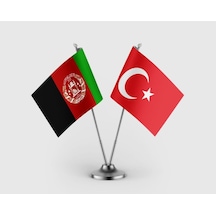 Afganistan Ve Türkiye Bayrağı İkili Saten Masa Bayrağı Takımı Diğer