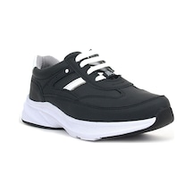 Rakerplus Hakiki Deri Siyah Beyaz Metal Detaylı Bağcıklı Kız Çocuk Spor Ayakkabı Siyah