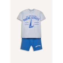 DeFacto Erkek Bebek 2'li Takım Baskılı Kısa Kollu Tişört Beli Lastikli Şort E1345A525SMBE343
