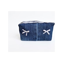 Cıny Denim Dantelli Ve Fiyonklu Pinterest Makyaj Çantası Tb041