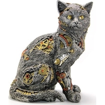 Büro Ev Ofis Dekoru İçin Buhar Çılgınlığı Polyester Kedi Figürü