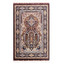 Lale Mihrap Seccade Ultra Lüks % 100 Modal, Sık Dokuma Halı Seccade- Bordo 80x120 Cm Çok Renkli