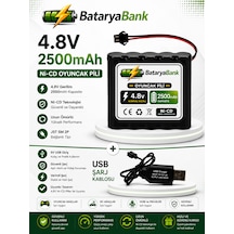 4.8v 2500mah Oyuncak Pili Siyah Soket + Usb Şarj Aleti