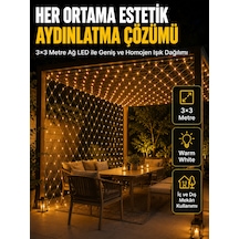 3x3 Metre Ağ Led İle Bahçenize Sıcak Ve Şık Aydınlatma - Lisinya Sıcak Beyaz